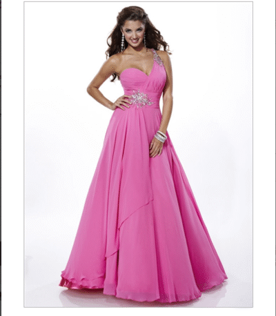 Rosa chifong kjole med stener.