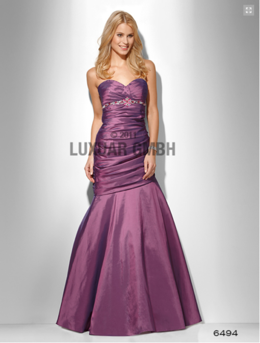 Lang fiolett kjole med draperinger 6494