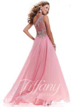 Rosa kjole i chifon 16693 Tiffany Design