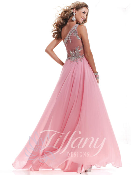 Rosa kjole i chifon 16693 Tiffany Design