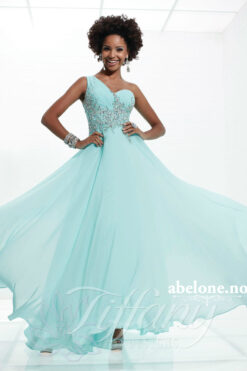 Lyseblå kjole i chifon 16747 Aqua Tiffany ABELONE.NO
