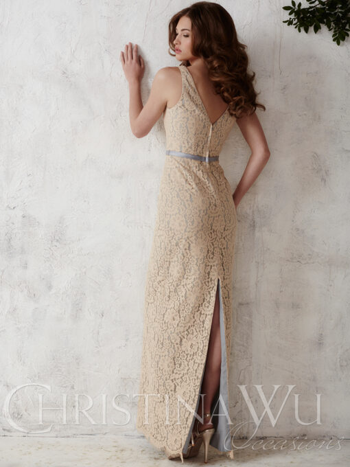 v neck lace floor length christina wu occasions bridesmaid dress 22665 8