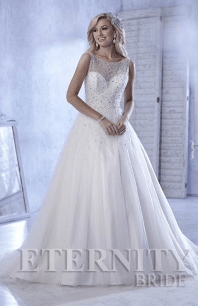 Tyllbrudekjole bestrødd med paljetter og stener Eternity Bride D5287 str 38