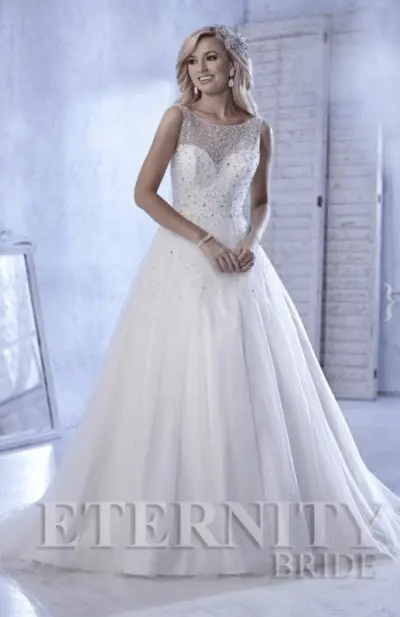 Tyllbrudekjole bestrødd med paljetter og stener Eternity Bride D5287 str 38