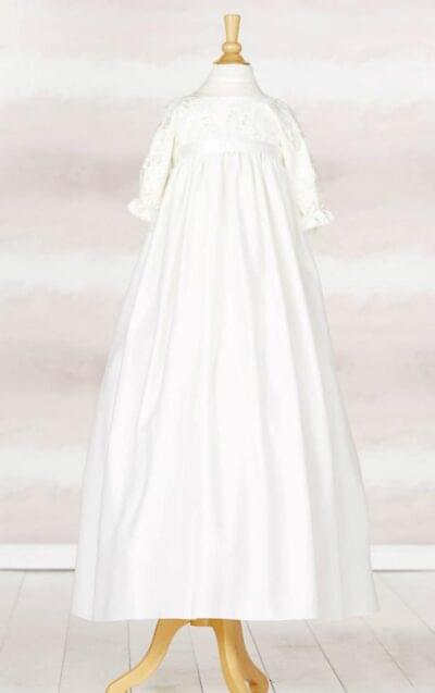 dapskjole ivory med uthevede blomster 6076 hel