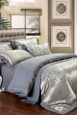 Luksuriøst silke sengesett i 4 deler for dobbeltdyne - ABELONE.NO