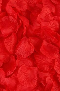 Røde roseblader i silke til borddekorasjon, festen og bryllupet - ABELONE.NO
