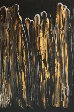 Maleri "People" 40x40 cm. Akrylmaleri i sort med gull. 4 cm dyp canvasramme på dette flotte bildet.