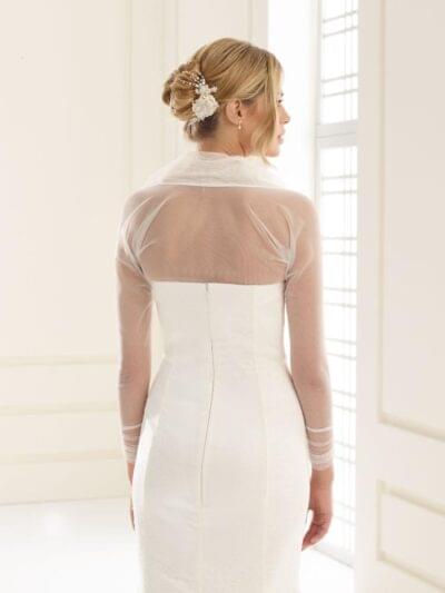 tyll brudebolero med lang arm E122A BAK