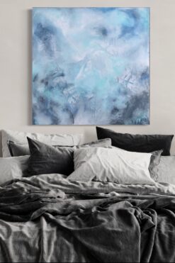blue heaven 100x100 4 cm ramme akryl maleri lena marie store olsen artbylenamarie