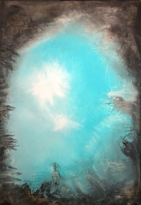 Kunst Deep Blue 2 Akryl maleri 70 x 100 cm